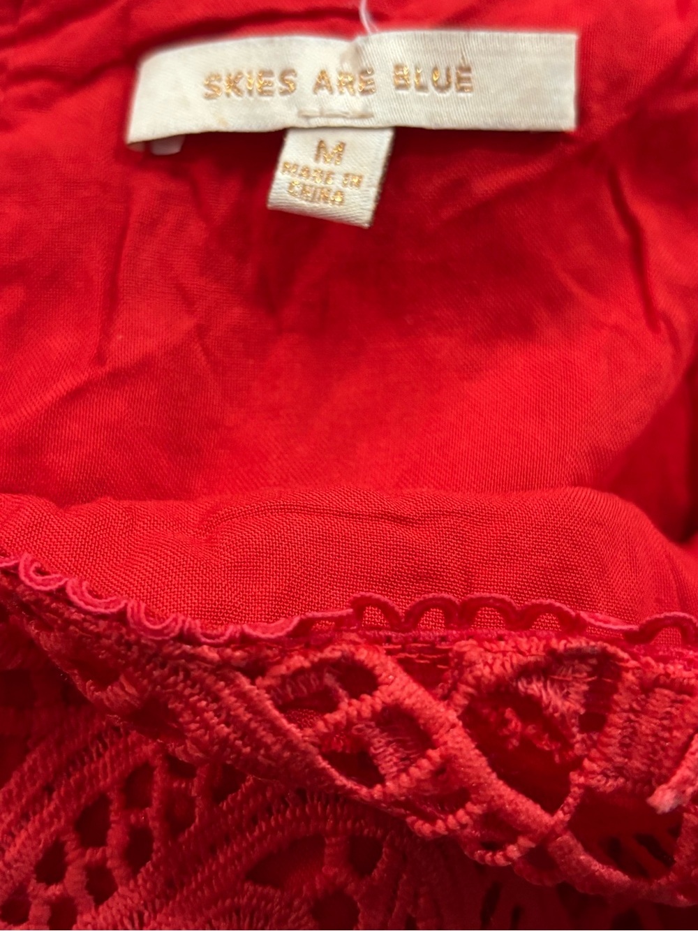 Skies Are Blue Red Crochet Lace Fit and Flare Mini Dress M - Picture 6 of 6